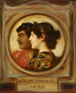 Selfportrait Of The Artist With His Wife In Costume. by Franz von Stuck