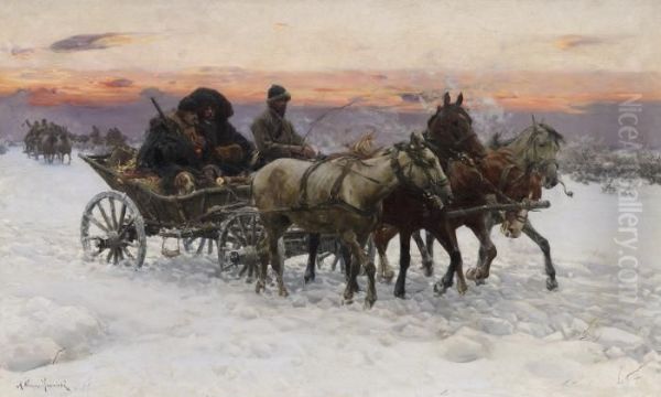 Evening Carriage Ride In The Snow - view 1
