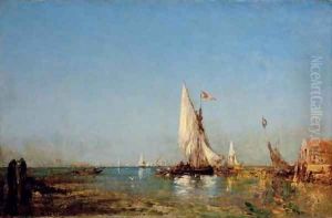 Venise, voilier sur la Lagune (Sailing boat on the lagoon, Venice) by Felix Ziem