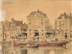 Unloading A Barge On A Canal, Leiden