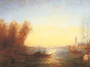 Gondolas on the Lagoon, Venice by Felix Ziem