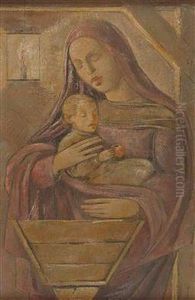 "maria Mit Dem Jesusknaben Bei Der Krippe"