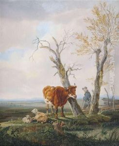 Weite Landschaft Mit Hirte Und Vieh by Max Joseph Wagenbauer