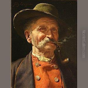 An Old Man Smoking A Pipe