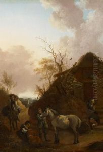 At The Farmhouse by Johann Georg Wagner