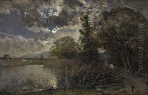 Kvallslandskap Med Ryttare Kvallslandskap Med Ryttare