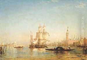 Ships on the Bacino di San Marco near the Palazzo Ducale and the Punta della Dogana by Felix Ziem