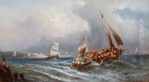 Bateaux De Peche Par Gros Temps by Antonie Waldorp