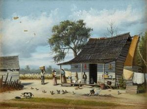 Sharecroppers Outside Cabin