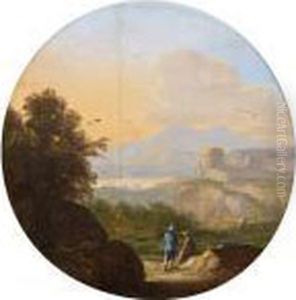 Trois Promeneurs Dans Un Paysage by Goffredo, Gottfried Wals