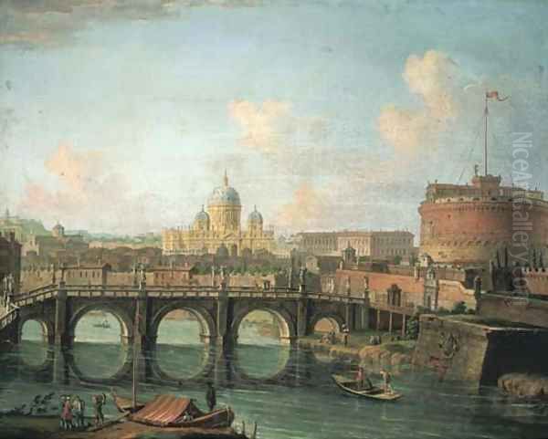 The Tiber, Rome, with the Castel Sant' Angelo and Saint Peter's in the background - view 1