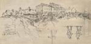 Houses On The Edge Of The Cliff At Pegwell Bay, Kent by James Ward