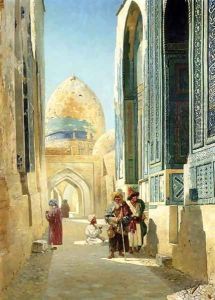 Figures in a Street Before a Mosque 1895 by Richard Karlovich Zommer