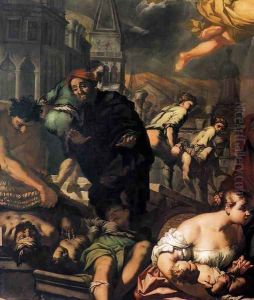 The Virgin Appears to the Plague Victims (detail) 1666 by Antonio Zanchi