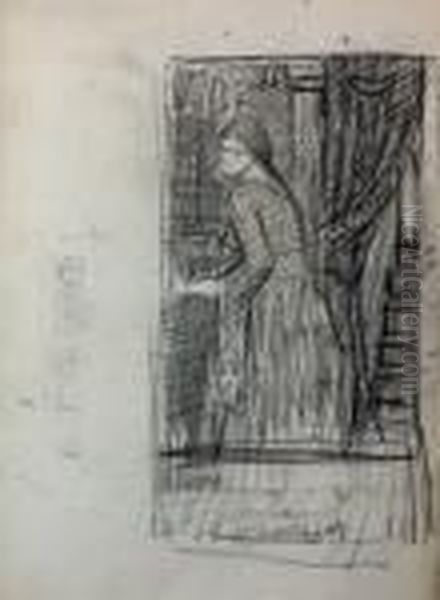 Woman Preparing To Open A Door From Inside - view 1