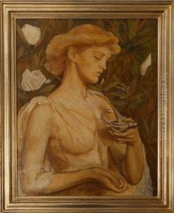 Portrait Of A Lady Holding A Lamp by John William Waterhouse