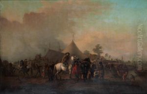 Faltlager Med Rastande Sallskap by Francois Louis Joseph Watteau