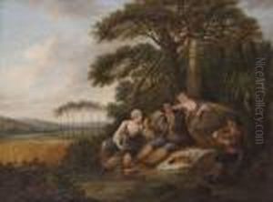 Le Repas Des Moissonneurs Et La Jeune Laitiere Courtisee by Francois Louis Joseph Watteau