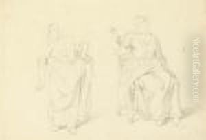 Two Women, One Seated by Francois Louis Joseph Watteau