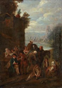 Scene De Campement by Jean-Antoine Watteau