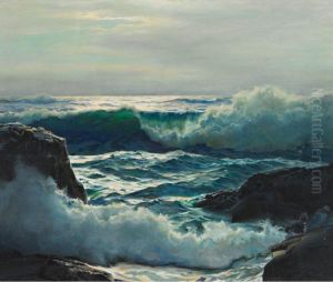 Rocks And Waves, Massachusetts Coast by Frederick Judd Waugh
