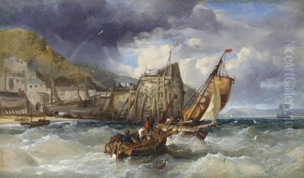 Fishing Boats In A Heavy Swell Off A Jetty - view 1