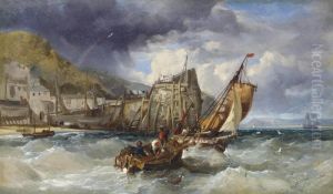 Fishing Boats In A Heavy Swell Off A Jetty