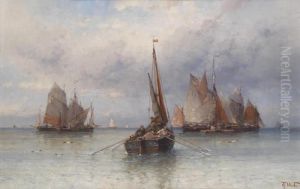 Fishermen At The Coast by Theodor Alexander Weber
