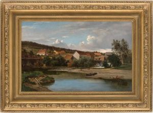 Storgard Med Foss I Forgrunnen by Herman Wedel-Anker