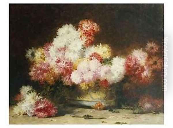 Chrysanthemum And Other Flowers In A Bowl - view 1