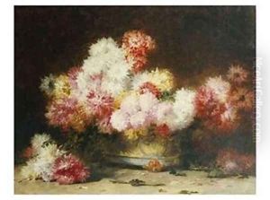 Chrysanthemum And Other Flowers In A Bowl by Achille Zo