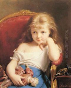 Young Girl Holding a Doll by Fritz Zuber-Buhler