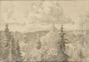 Landskap I Baerum, Kolsastoppen Og Skaugumasen 19 by Erik Werenskiold