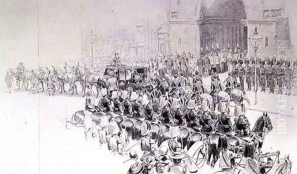 Triumphal procession, the arrival of Emperor Franz Joseph I of Austria (1830-1916) at St. Stephen's Cathedral in Vienna - view 1