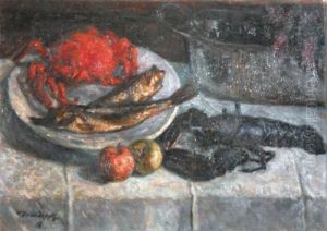 Nature Morte Aux Poissons Et Crustaces by David O. Widhopff