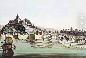 The port and town of Malacca, Malaysia, illustration from Le Costume Ancien et Moderne by Giulio Ferrario, published c.1820s-30s by Gaetano Zancon