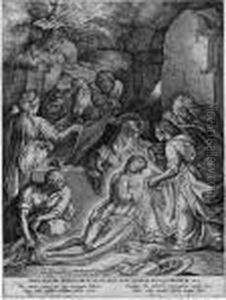 Die Grablegung by Hieronymus, Jerome Wierix