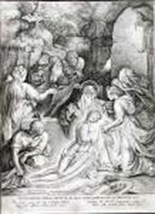 Grablegung Christi. by Hieronymus, Jerome Wierix
