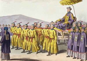 Emperor Chien Lung carried in Triumph, plate 18 from Le Costume Ancien et Moderne by Jules Ferrario, published c.1820s-30s by Gaetano Zancon