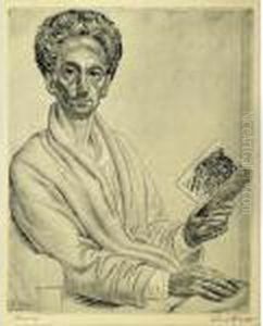 Artist M. Baer With A Book by Eduard Wiiralt