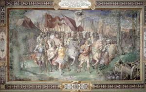 Charles V (1500-58) Alessandro (1546-92) and Ottaviano Farnese Leading the Army Against the Landgrave Phillip of Hesse in 1546 from the Sala dei Fasti Farnese (Hall of the Splendors of the Farnese) 1557-66