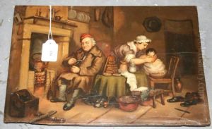 Cottage Interior With A Family Engaged In Domestic Pursuits by Sir David Wilkie