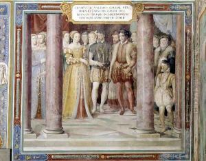 The Marriage of Orazio Farnese and Diana, daughter of Henri II of France (1519-59) from the Sala dei Fasti Farnese (Hall of the Splendours of the Farnese) 1557-66 by Taddeo Zuccaro