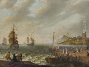 Pecheurs Et Villageois A L'arrivee Des Navires by Adam Willaerts