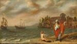 Haventafereel Met De Heilige Augustinus En Kind