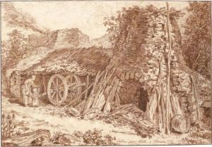 Mother And Child In A Landscape by Johann Georg Wille