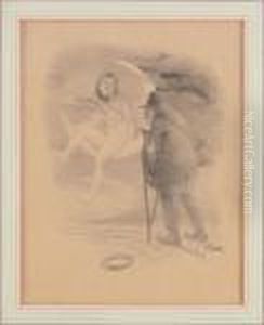 Jeune Fille Au Clair De Lune by Adolphe Willette