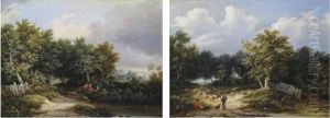 A Drover And His Flock On A Wooded Path
