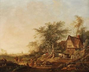 Travellers Passing A Cottage