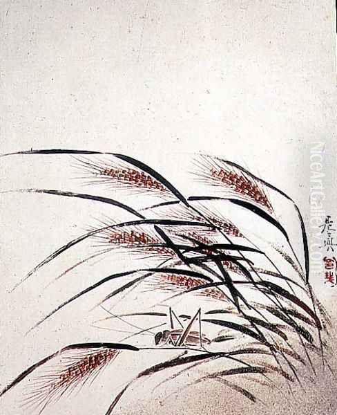 Grasshopper and wheat - view 1